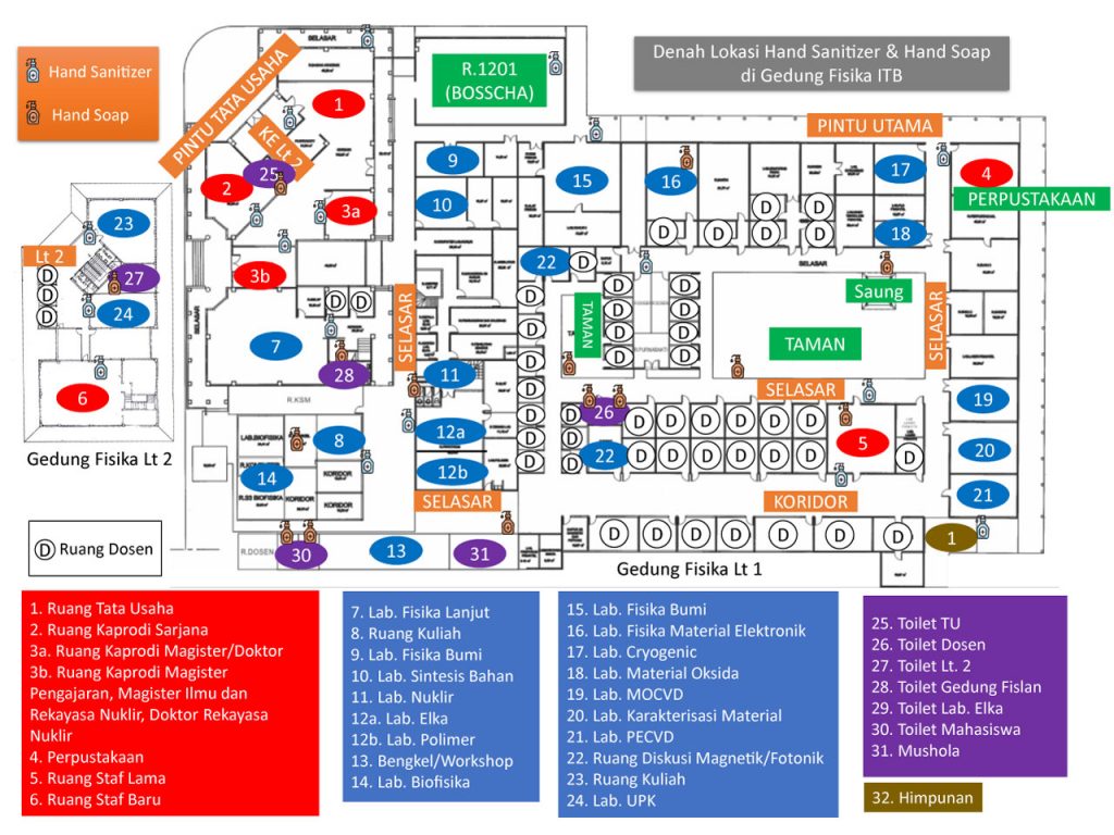 Denah Fisika Lokasi Hand Sanitizer Fisika Itb