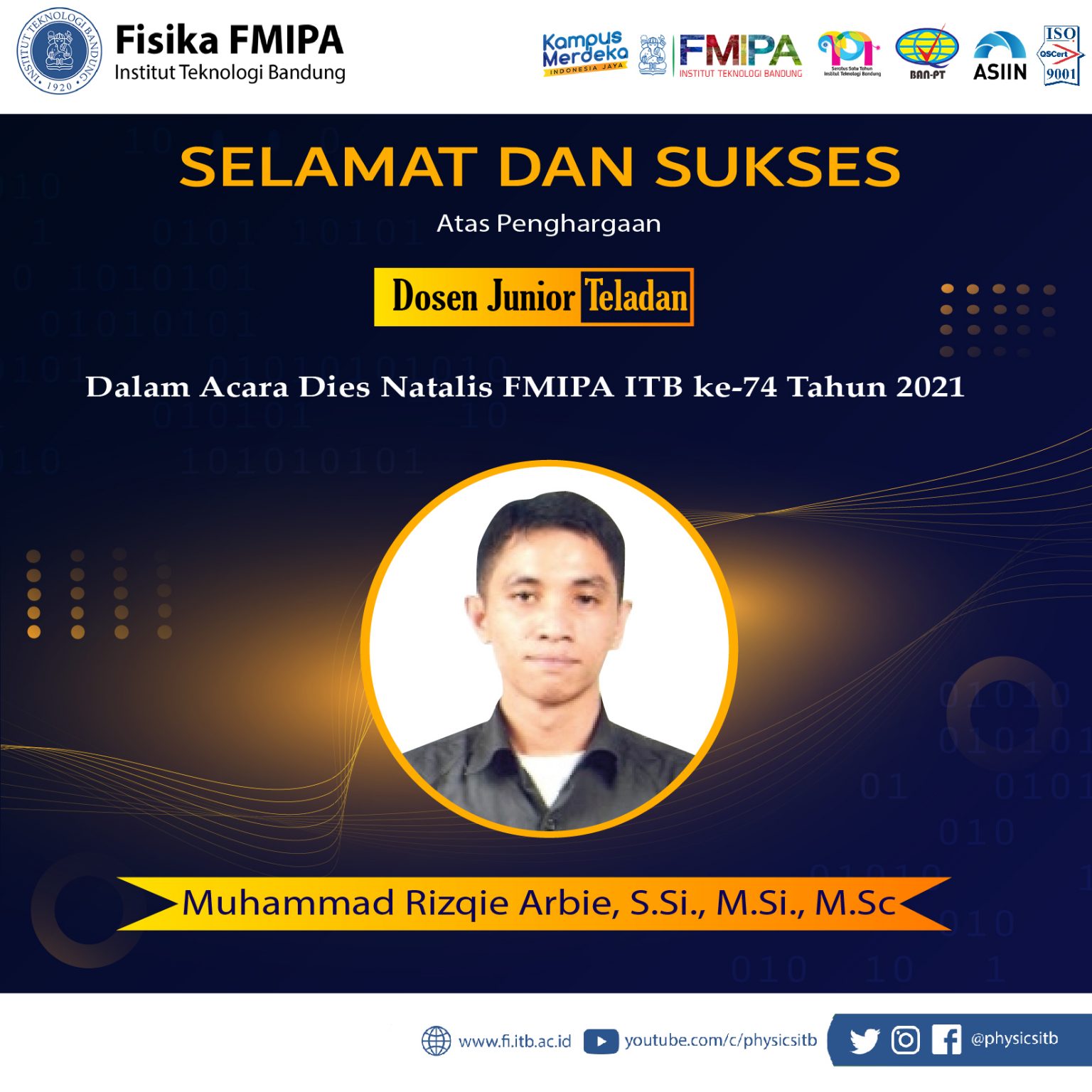 Penghargaan Dosen Fisika FMIPA ITB Pada Dies Natalis FMIPA ITB Ke-74 ...