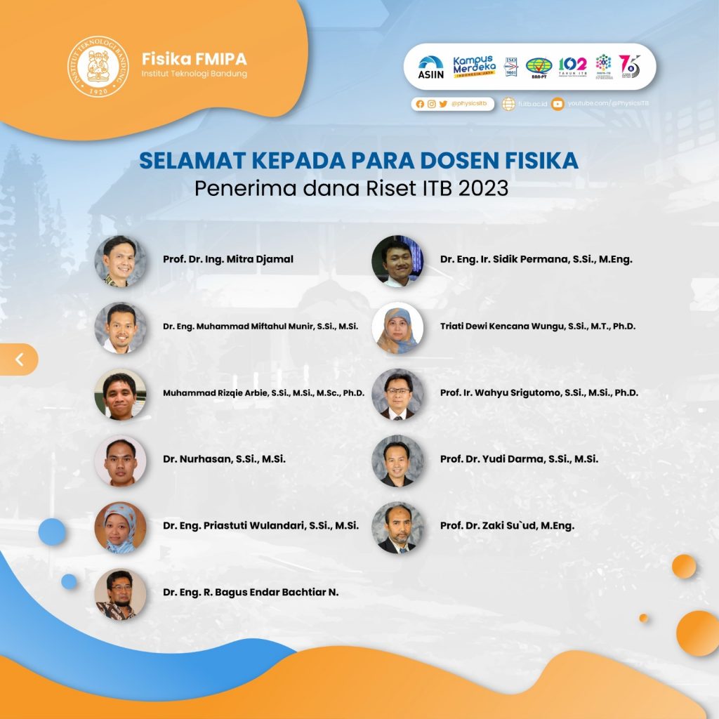 Penerima Biaya Riset ITB 2023 – Fisika ITB